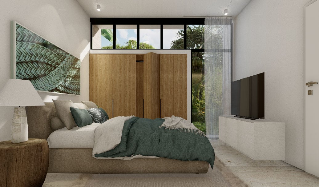 5.villas macao hills en macao vista dormitorio cama tv ventana - Urban Group 