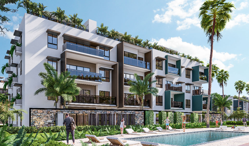 7.villas apartamentos oasis park en vista cana vista exterior piscina apartamentos villas - Urban Group 